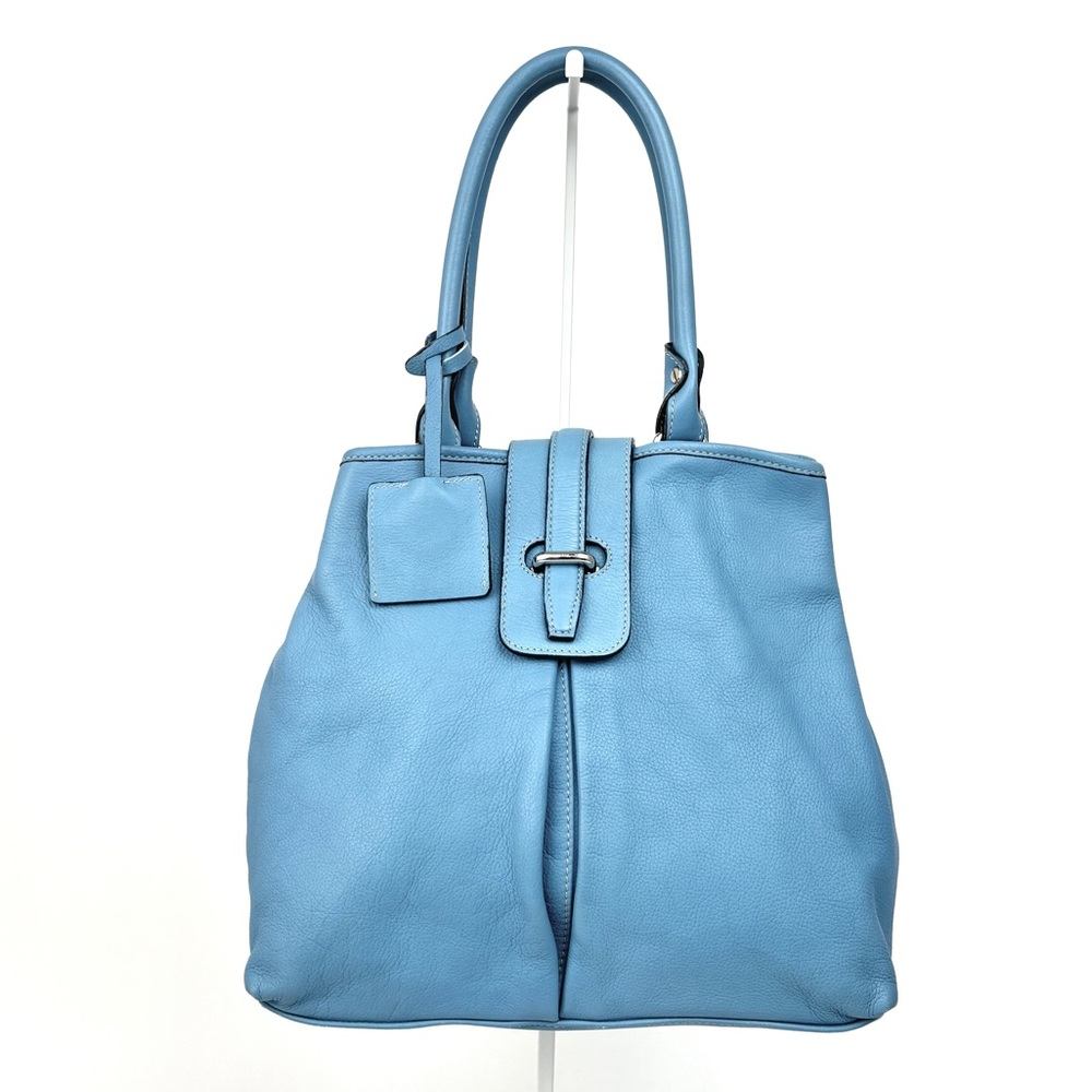 Laurent Effel St Barth Powder Blue Pleated Leather Top Handle Satchel Bag